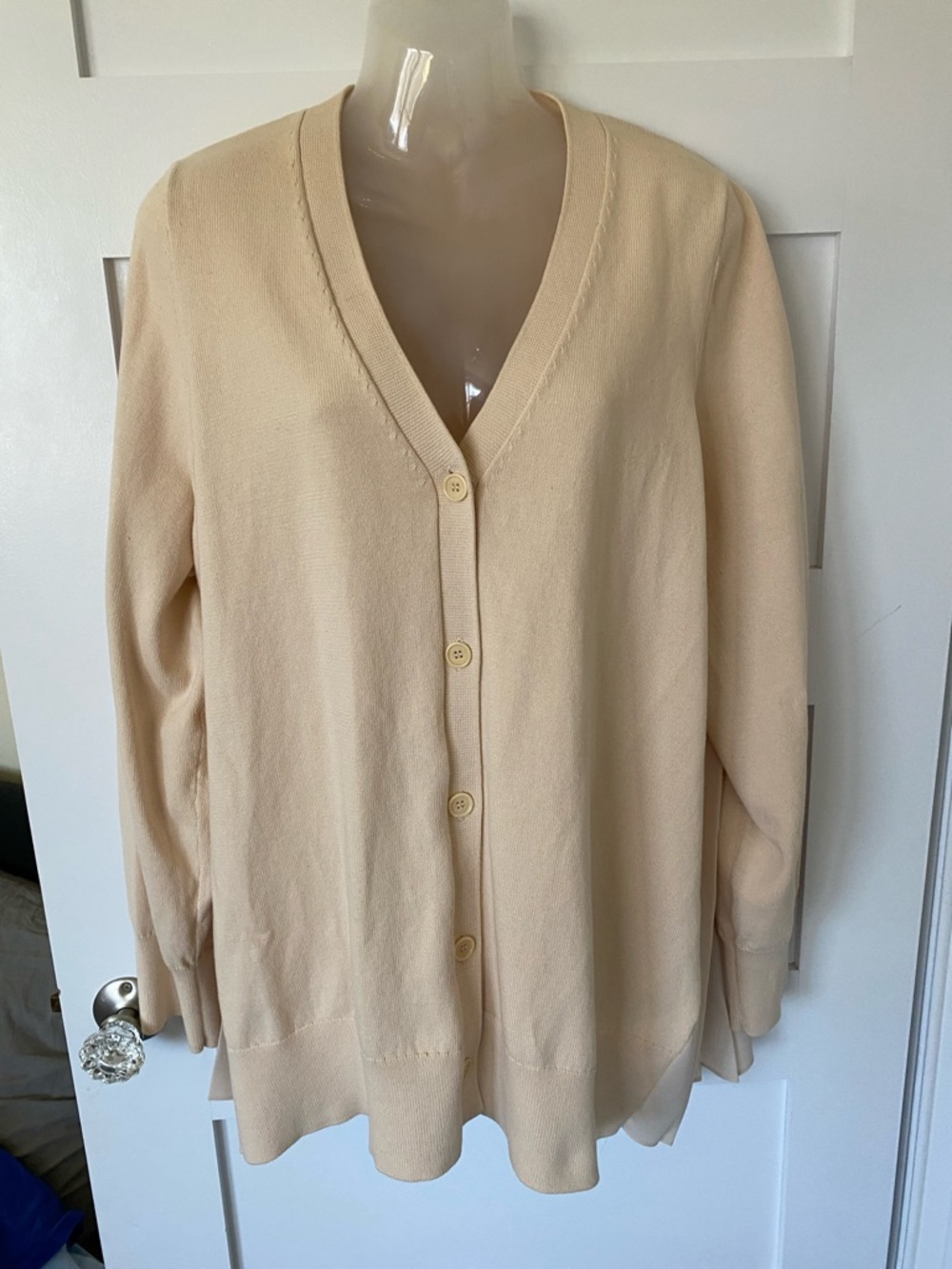 COS Cotton Cardigan Sweater Oversized Peach Colour Draped Back M